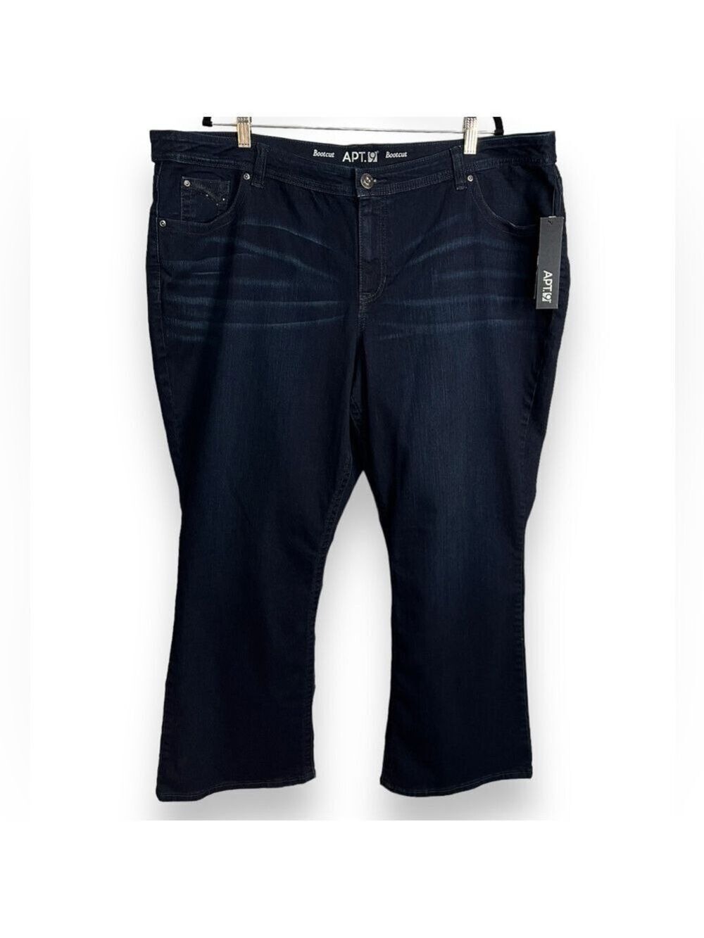 APT. 9 Bootcut Mid-Rise Women’s Size 24W Short, Dark Wash, Button Pockets
